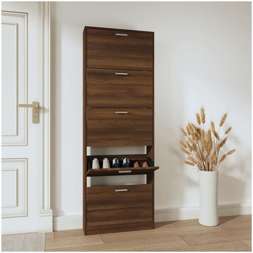 Scarpiera Rovere Marrone 59x17x169 Cm In Legno Multistrato - Foto 1