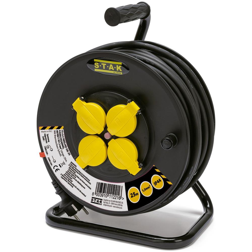 Avvolgicavo Elettrico Professionale, 4 Prese E Spina Schuko, H07rn-f3g1.5mm2, 40m, Gs (tuv) - Ip44. - Foto 1