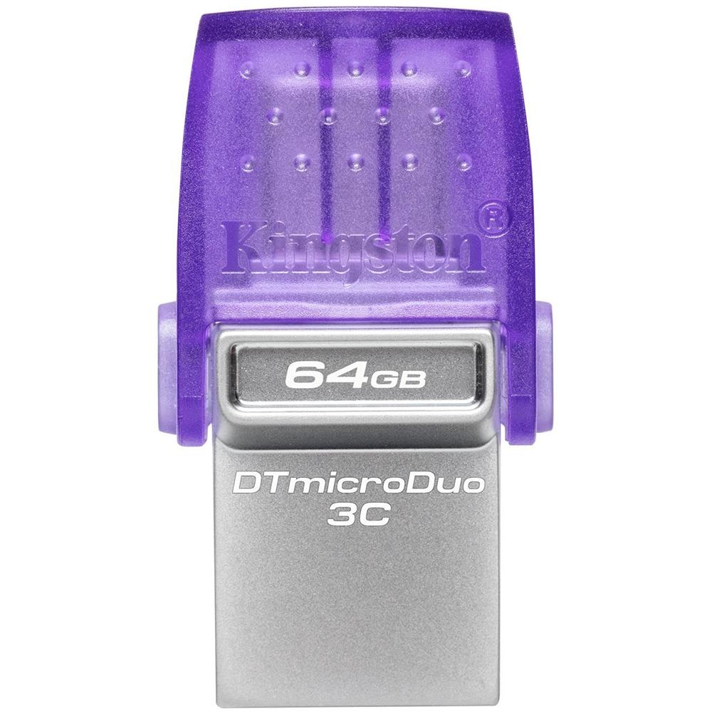 DataTraveler microDuo 3C unità flash USB 64 GB USB Type-A / USB Type-C 3.2 Gen 1 (3.1 Gen 1) Porpora, Acciaio inossidabile - Foto 1