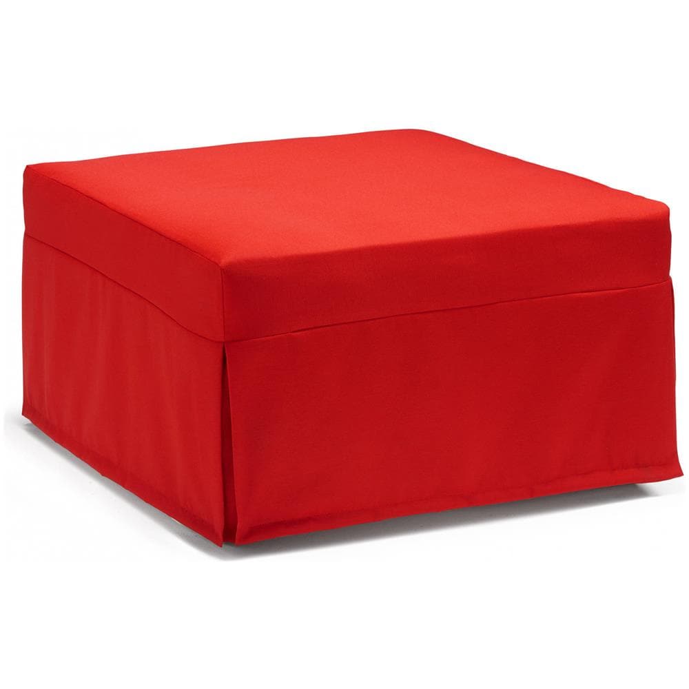 Letto Pieghevole Ancilla, Pouf Trasformabile In Letto Singolo, 100% Made In Italy, Pouf In Tessuto Da Soggiorno, Cm 80x80h45, Rosso - Foto 1