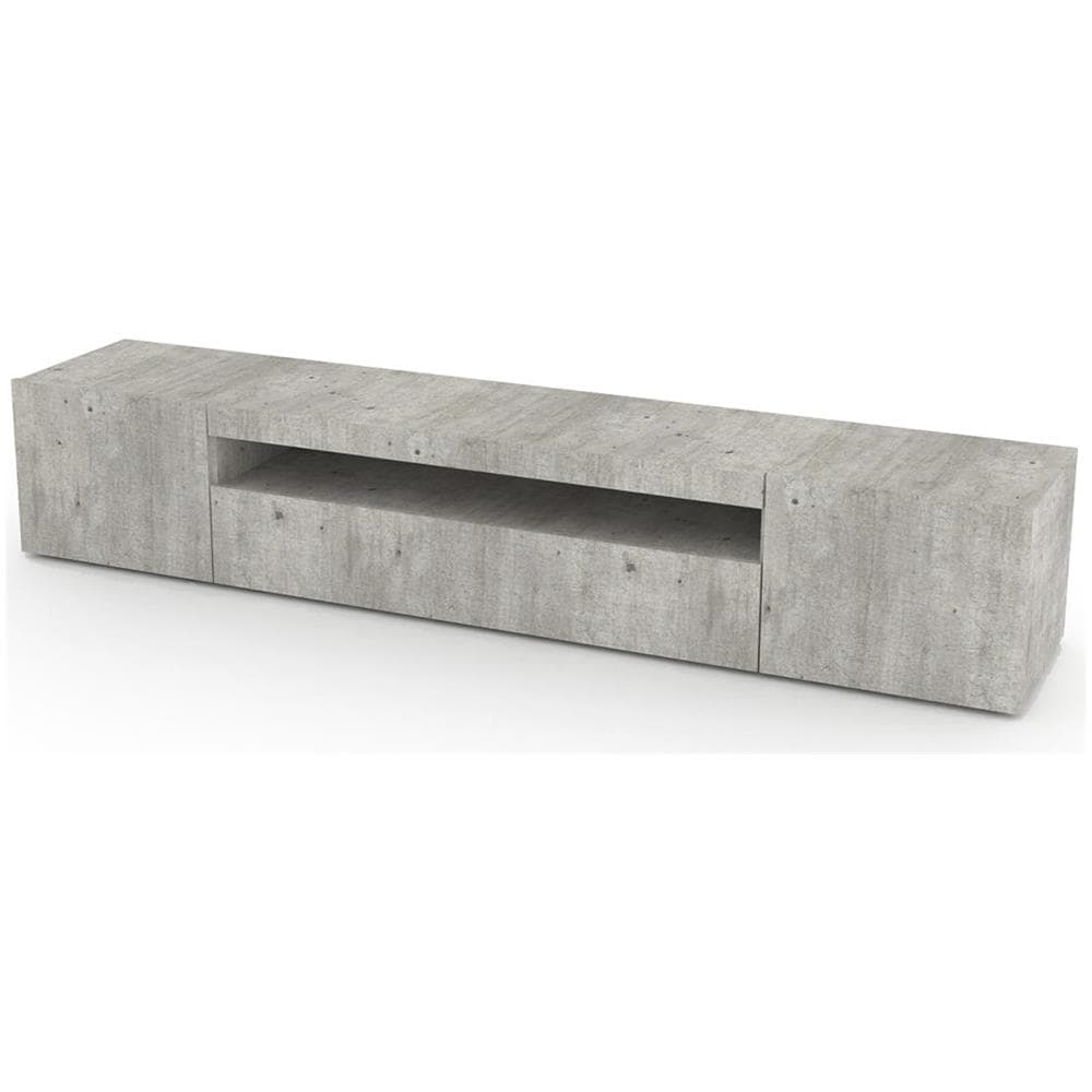 Mobile Porta Tv Jesse, Credenza Bassa Da Soggiorno A 3 Ante, Base Porta Tv, 100% Made In Italy, Cm 200x40h37, Cemento - Foto 2