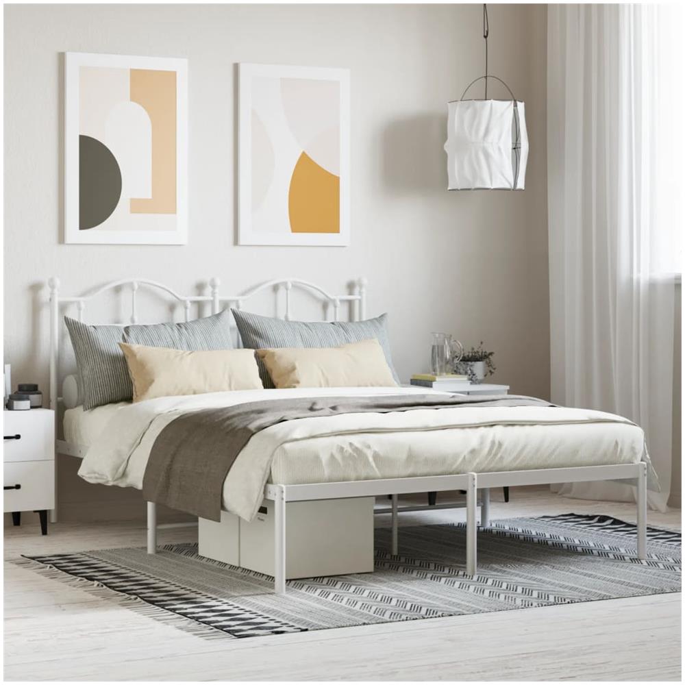 Giroletto Con Testiera Metallo Bianco 135x190 Cm - Foto 1