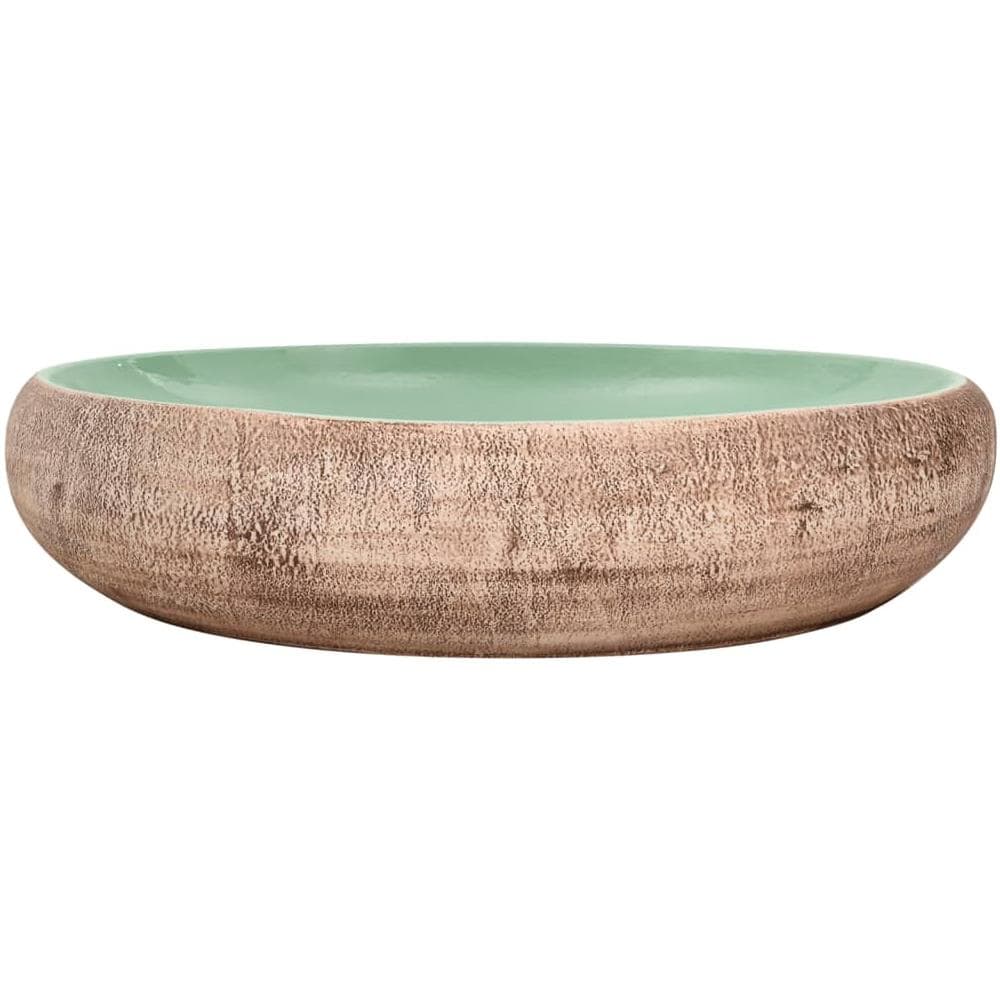Lavabo Da Appoggio Verde E Marrone Ovale 59x40x15 Cm Ceramica - Foto 3