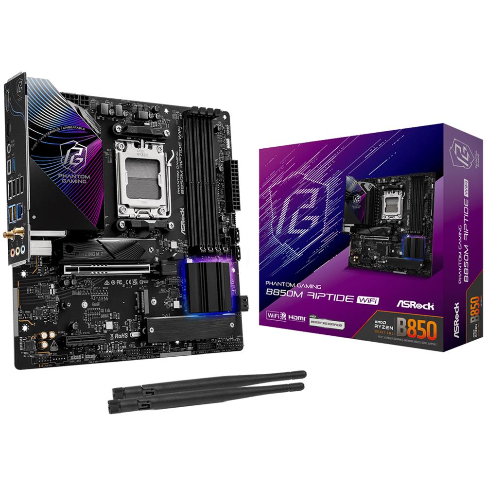 Scheda Madre Phantom Gaming Riptide 90-MXBS3-A0UAYZ WIFI Socket AM5 Chipset B85 Micro-ATX - Foto 1