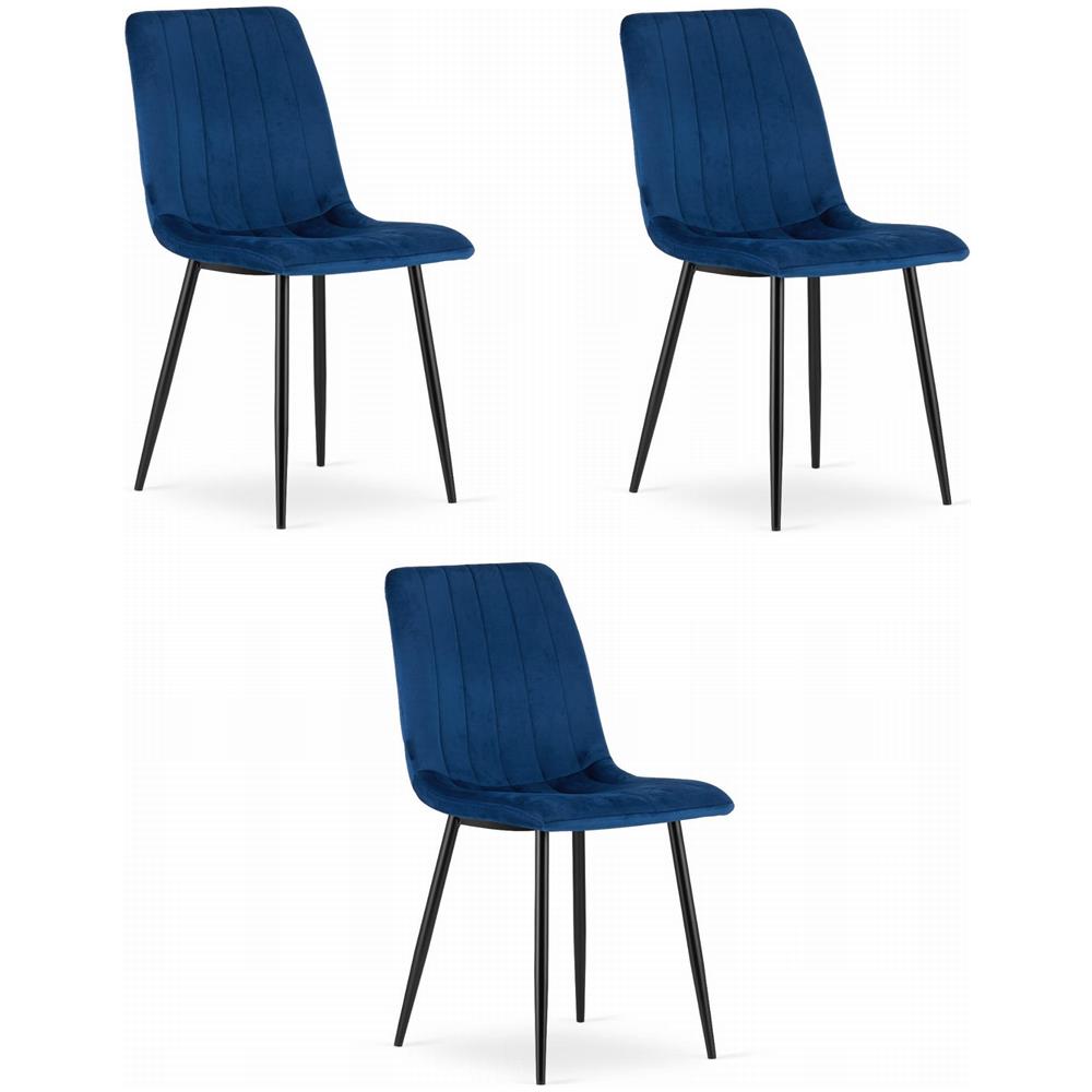 Sedia JEWA - Design ergonomico in velluto blu navy x 3 - Foto 1
