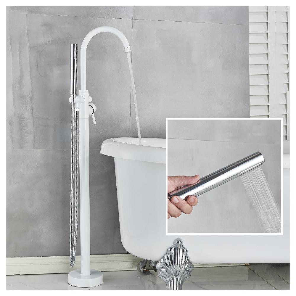 Rubinetto per vasca da bagno indipendente, Blackswan, tipo M12, modello bianco, misura 112 cm - Foto 4