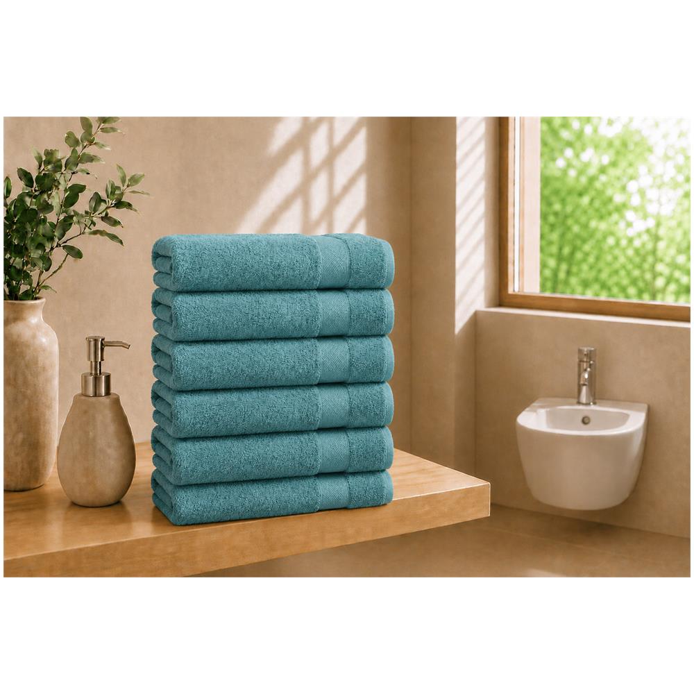 Set 6 Asciugamani Ospite 40x60 cm - Blue Turquise (TURCHESE) - Foto 1