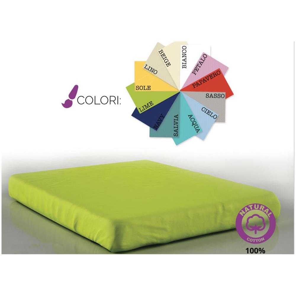 Lenzuolo Sotto Con Angoli In 100% Cotone In Tinta Unita Modello L.T Singolo Salvia - Foto 2