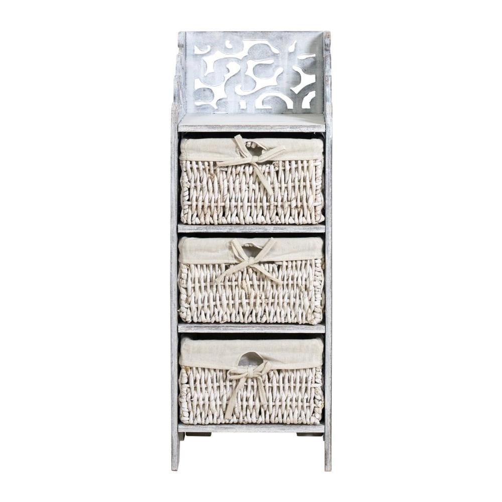 Cassettiera 68x63,5h cm con 3 cassetti in legno rovere bianco - Elvira