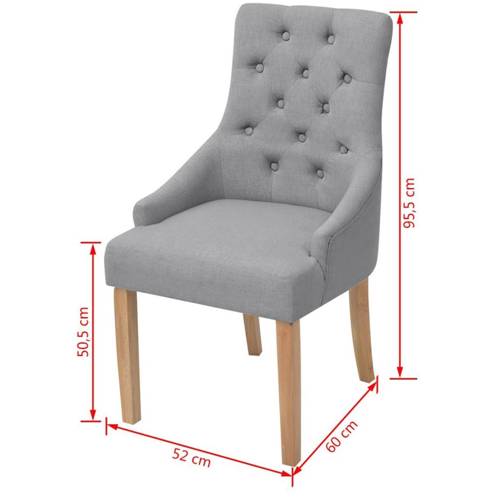 2 Pz Sedie Sala Da Pranzo Stoffa Grigio Chiaro Legno Di Quercia - Foto 12