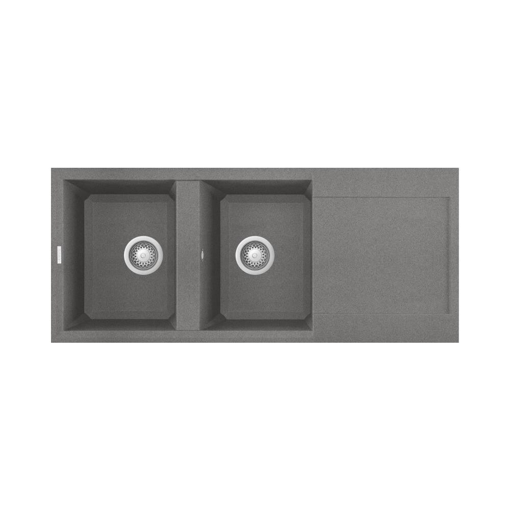 Lavello Easy 500 Granitek 116x50 cm 2 vasche con gocciolatoio Colore Grigio Cemento 48 - Foto 1