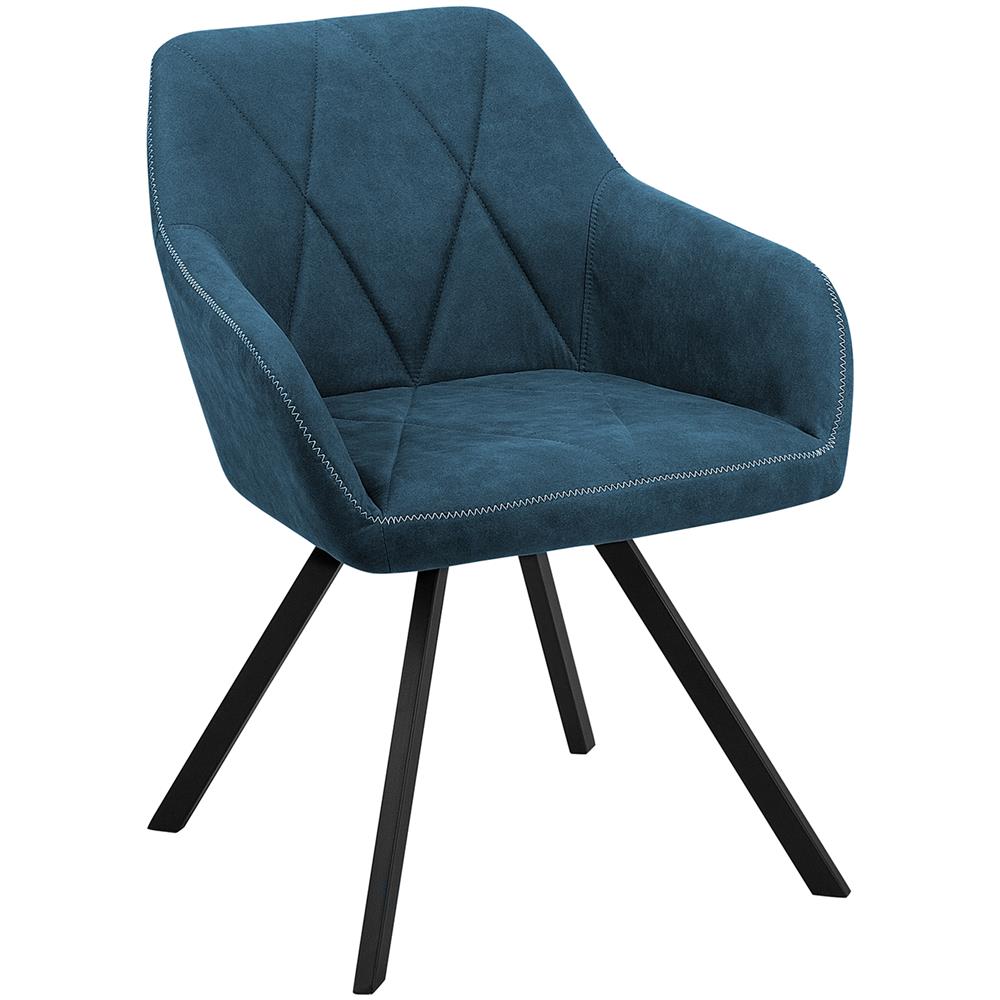 Coppia Di 2 Sedie In Tessuto Blu Monee - Foto 2