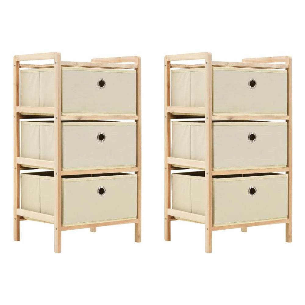 Armadietti 2 Pz Con 6 Cesti In Tessuto E Legno Di Cedro Beige - Foto 1