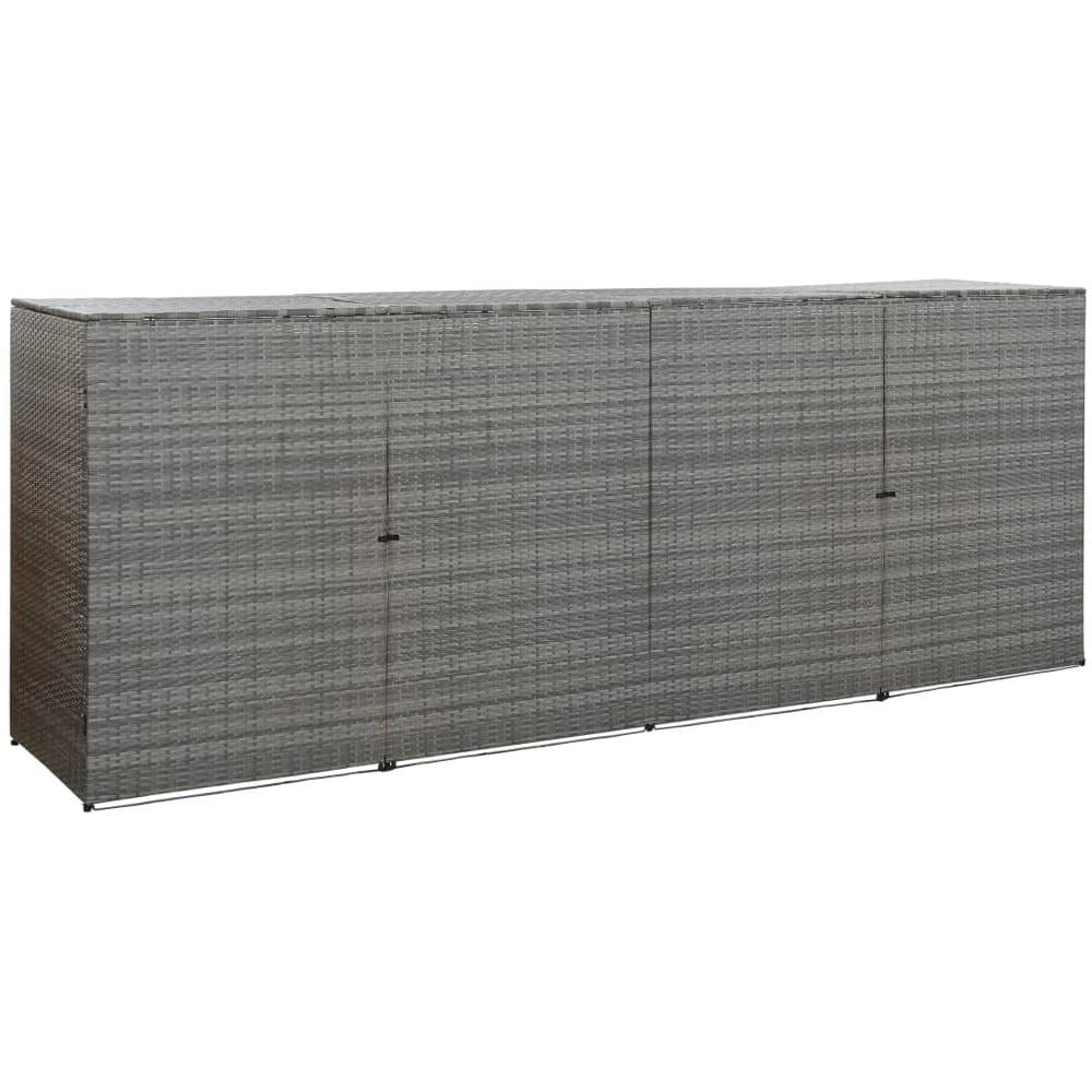 MUSEVANE Copribidone Quadruplo Spazzatura Nero 305x78x120 cm Polyrattan