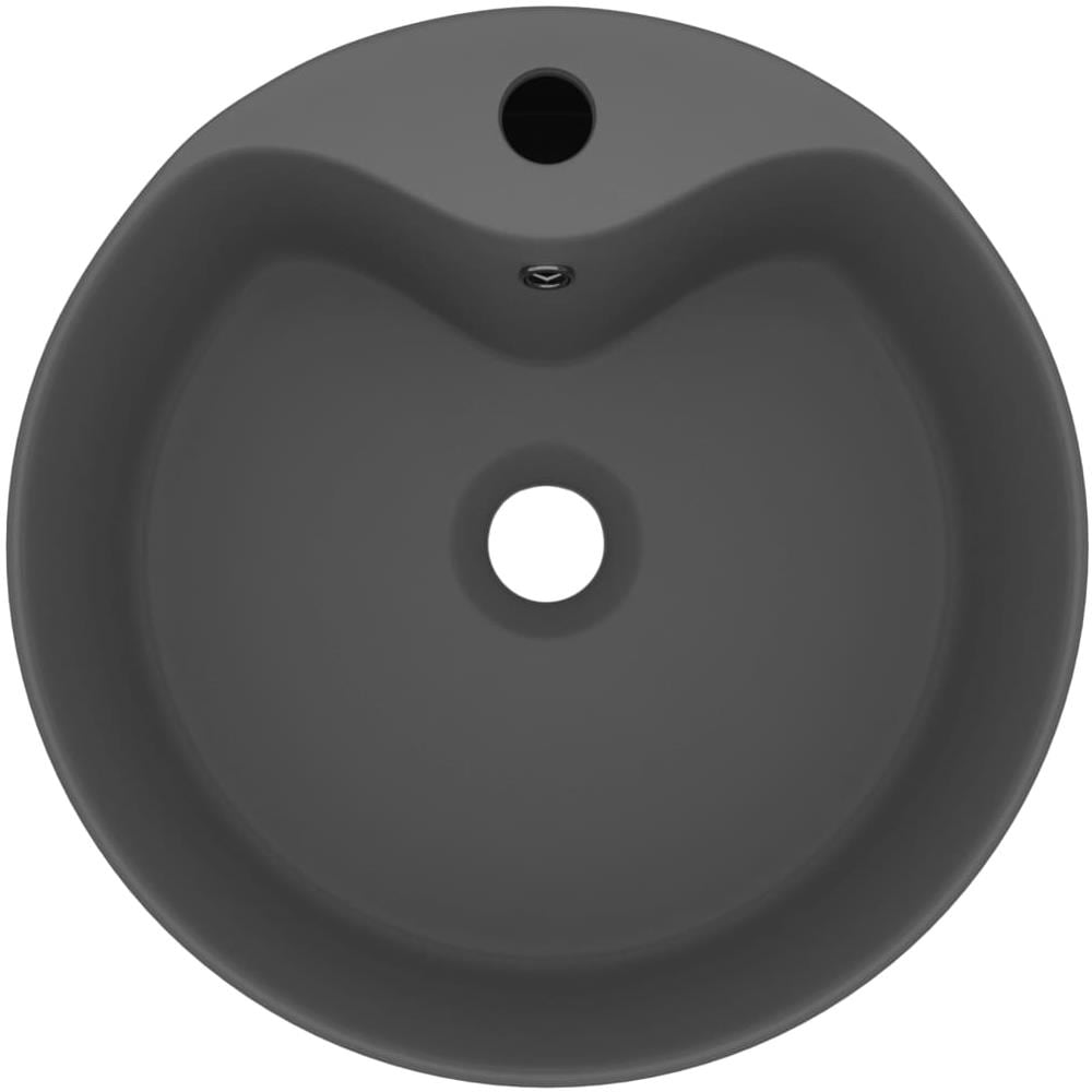 Lavandino con Troppopieno Grigio Scuro Opaco 36x13 cm Ceramica - Foto 2