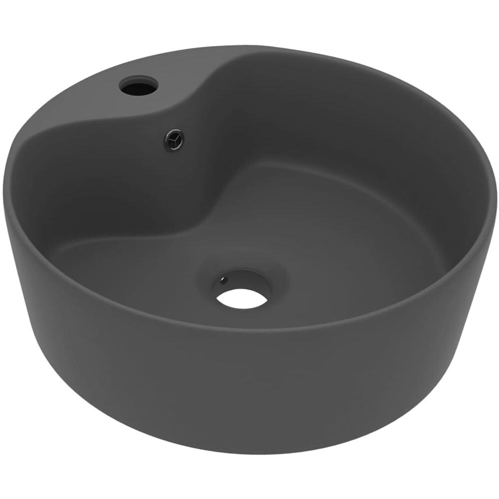 Lavandino con Troppopieno Grigio Scuro Opaco 36x13 cm Ceramica - Foto 1