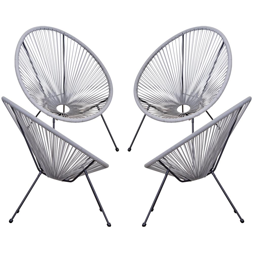 Set Di 2 Sedie Da Giardino Ovali In Rattan Pe E Metallo Resistente Alle Intemperie, Grigio Chiaro, 73x77x87cm - Foto 1