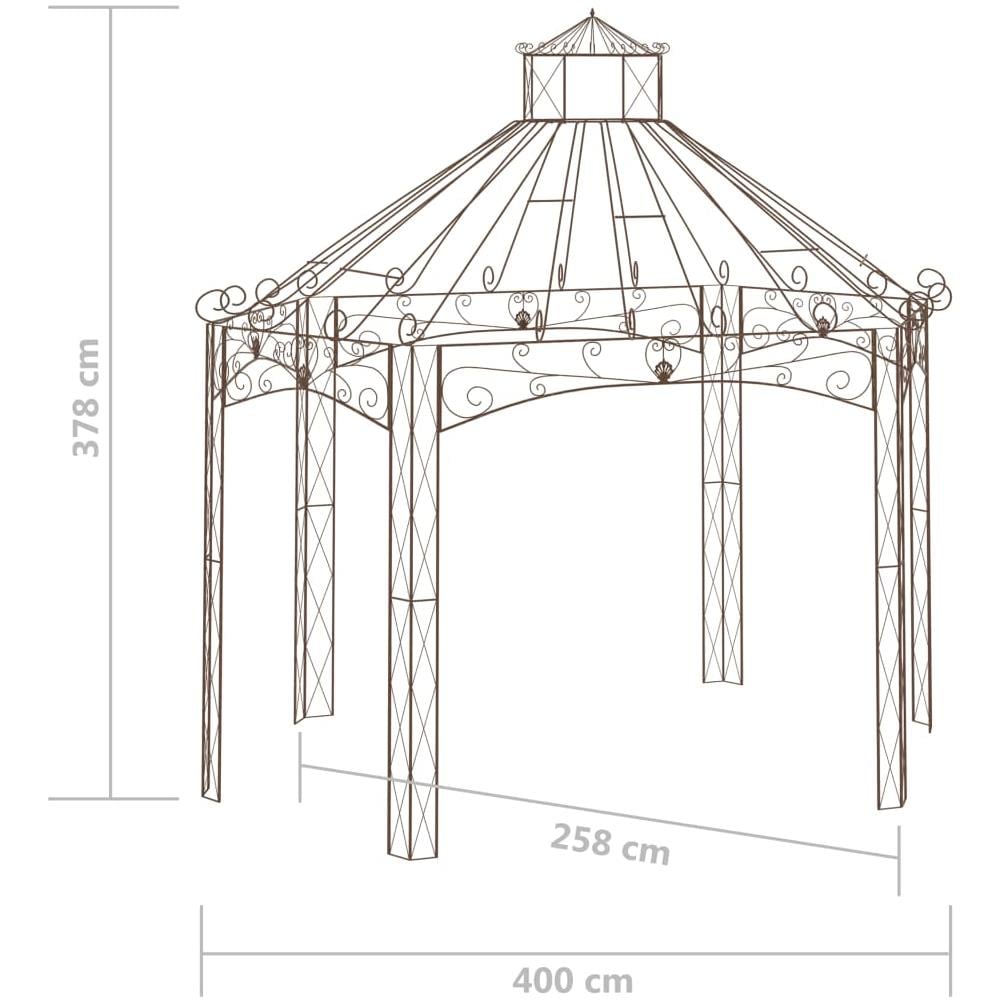 Padiglione da Giardino Marrone Anticato 400x258x378 cm in Ferro - Foto 2