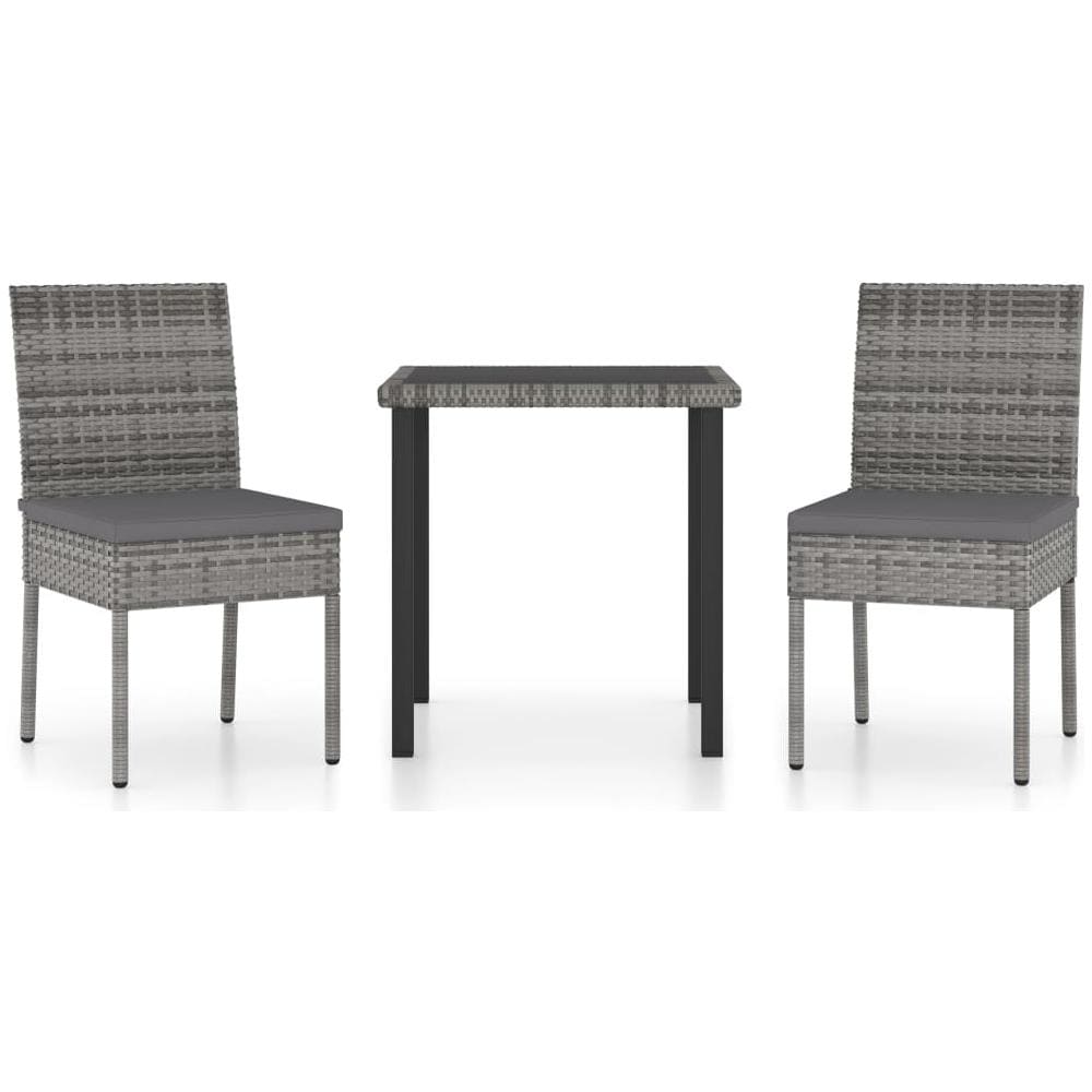 Set da Pranzo da Giardino 3 pz in Polyrattan Grigio - Foto 1