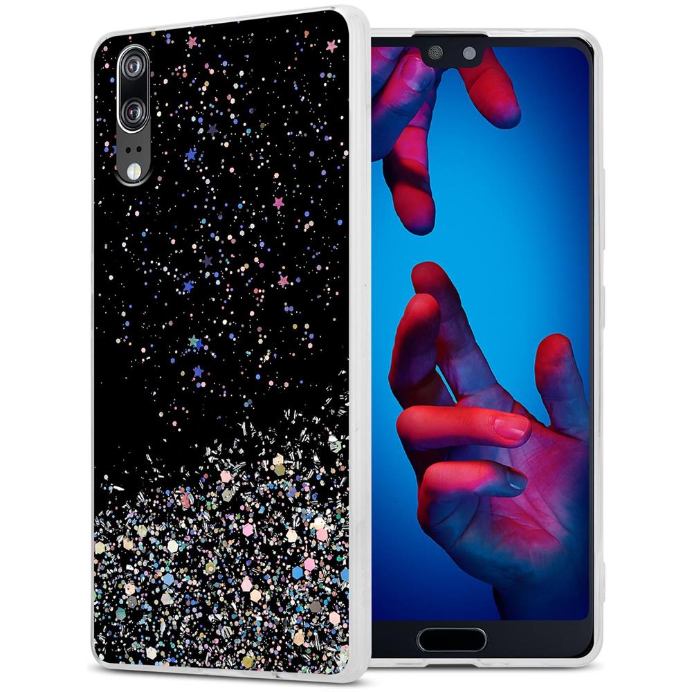 Custodia Compatibile Con Huawei P20 In Nero Con Glitter - Coperchio Protettivo In Silicone Tpu Flessibile Con Glitter Scintillanti - Foto 1