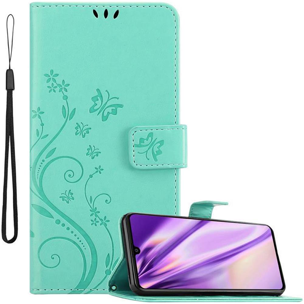 Custodia Compatibile Con Samsung Galaxy A41 In Turchese Fiore - Coperchio Protettivo In Design Floreale Con Chiusura Magnetica, Funzione Stand E Slot Per Carte - Foto 1