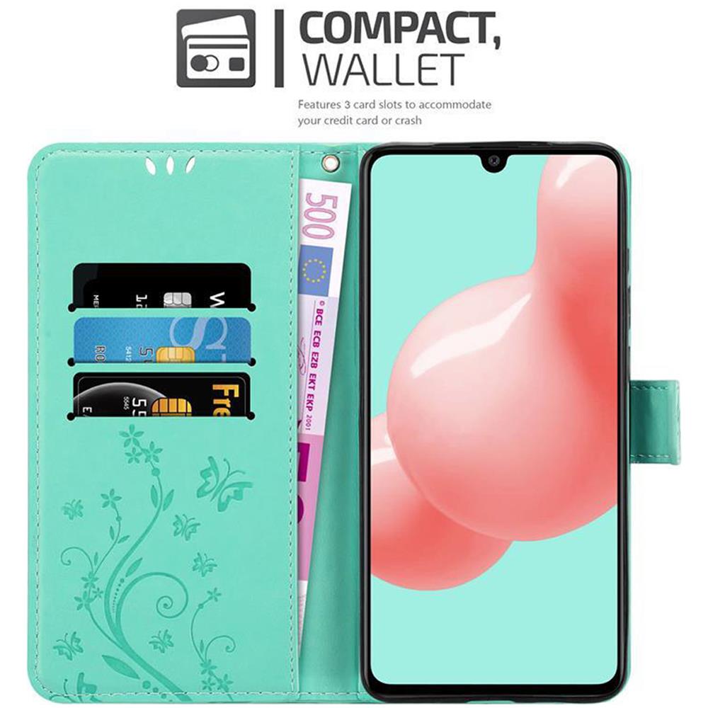 Custodia Compatibile Con Samsung Galaxy A41 In Turchese Fiore - Coperchio Protettivo In Design Floreale Con Chiusura Magnetica, Funzione Stand E Slot Per Carte - Foto 2