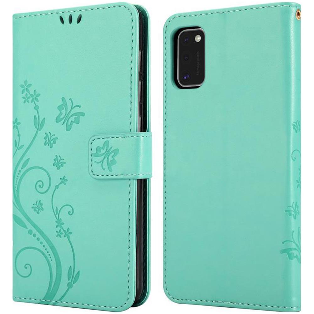 Custodia Compatibile Con Samsung Galaxy A41 In Turchese Fiore - Coperchio Protettivo In Design Floreale Con Chiusura Magnetica, Funzione Stand E Slot Per Carte - Foto 7
