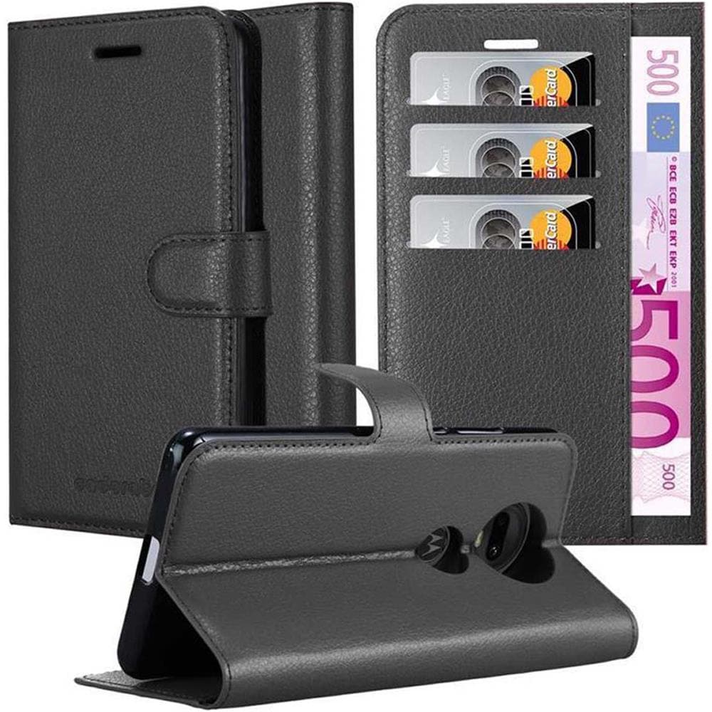 Custodia Compatibile Con Motorola Moto G7 / G7 Plus In Nero Carbone - Coperchio Protettiva Con Chiusura Magnetica, Funzione Stand E Tasca Per Le Carte - Foto 1
