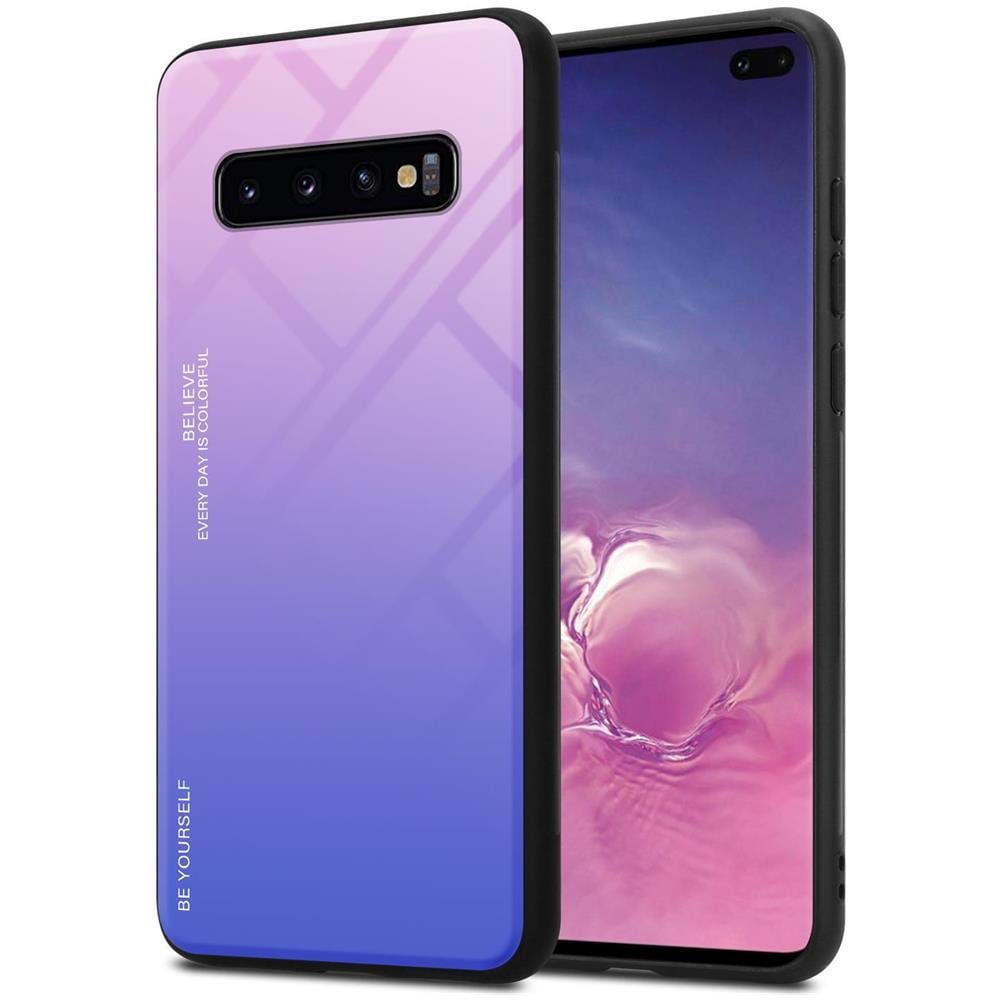Custodia Compatibile Con Samsung Galaxy S10 Plus In Rosa - Blu - Coperchio Protettivo Bicolore In Vetro Temperato E Silicone Tpu - Foto 1
