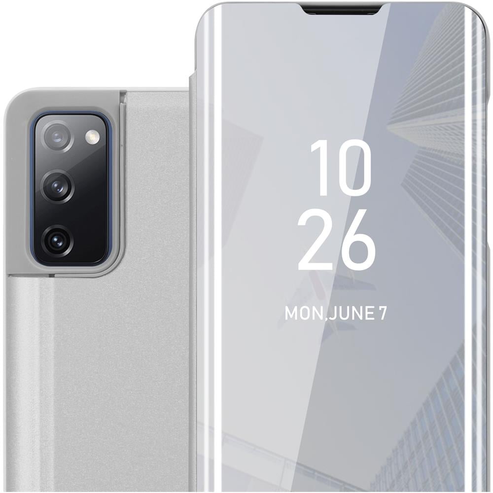 Custodia Compatibile Con Samsung Galaxy S20 Fe In Agata Argento - Clear View Specchio Coperchio Protettivo Con Funzione Di Supporto Protezione A 360 Gradi - Foto 1