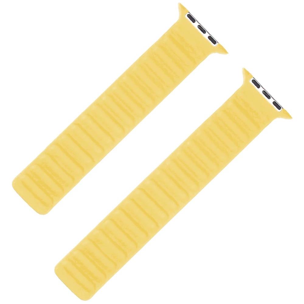 Cinturino A Maglie In Pelle, Marca, Per Apple Watch 45 Mm Serie 7, Misura Universale, Colore Giallo, Papavero California - Foto 1