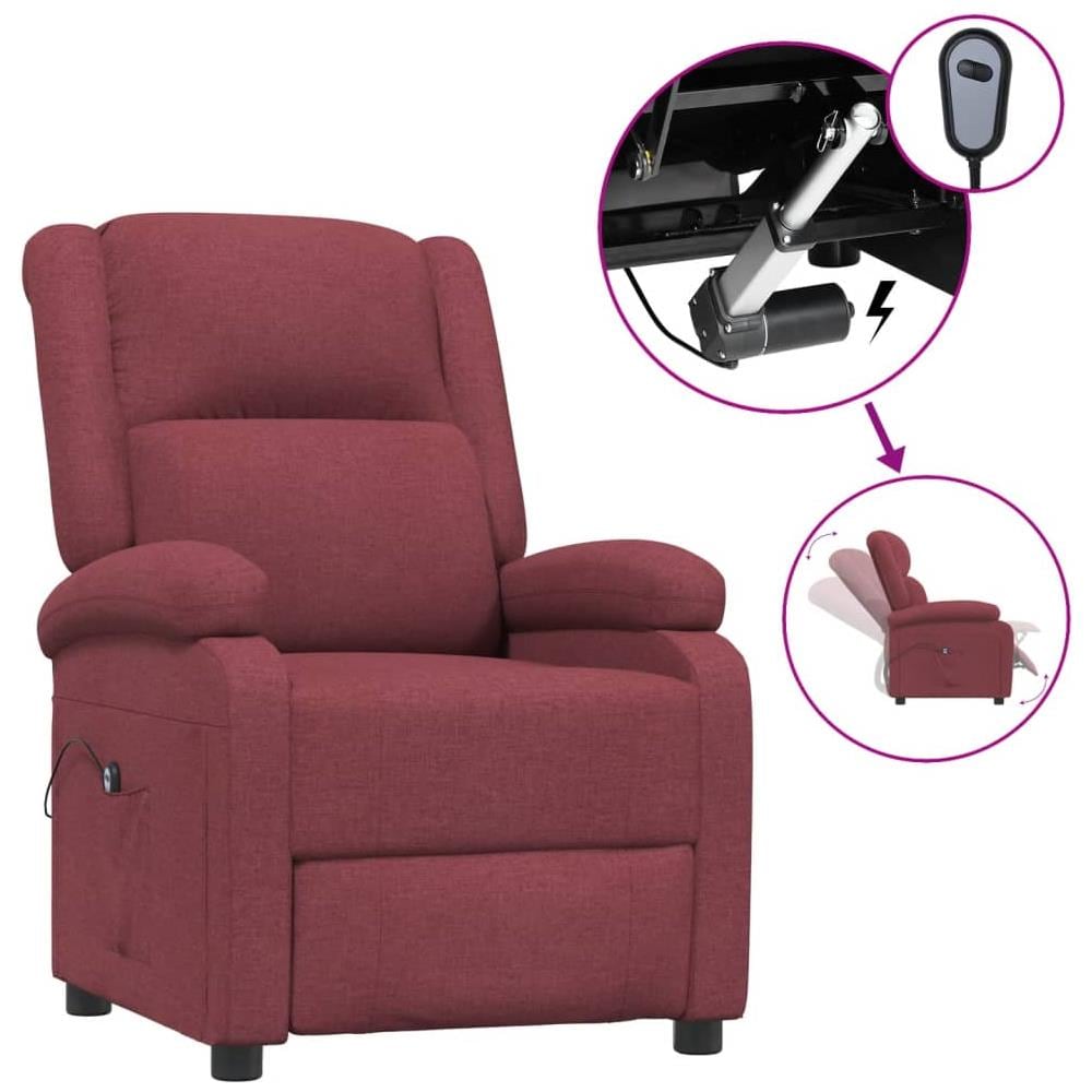 Poltrona Elettrica Reclinabile Rosso Vino In Tessuto - Foto 1