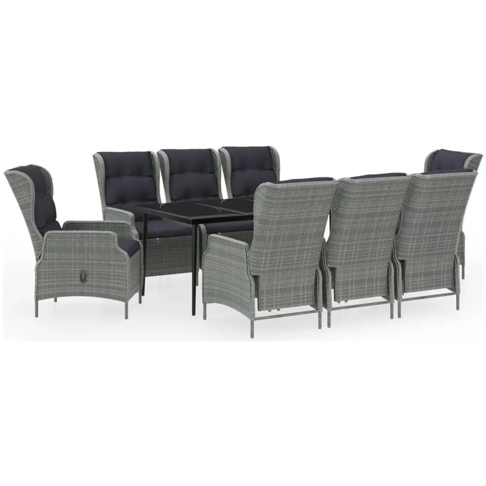 Set Mobili Da Pranzo Per Giardino 9 Pz Grigio Chiaro - Foto 1