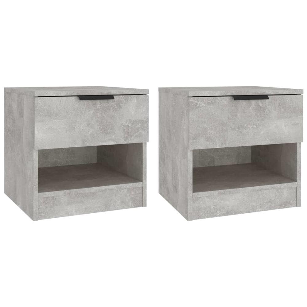 Comodini 2pz Grigio Cemento In Legno Multistrato - Foto 1