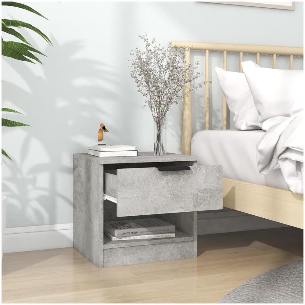 Comodini 2pz Grigio Cemento In Legno Multistrato - Foto 2