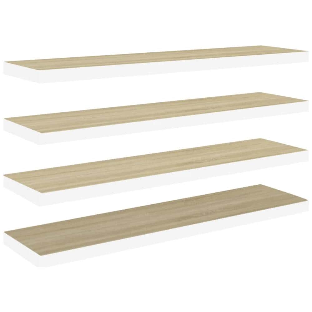 Scaffali A Parete 4 Pz Rovere E Bianco 90x23,5x3,8 Cm In Mdf - Foto 2