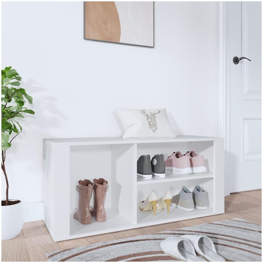 Scarpiera Bianco 100x35x45 Cm In Legno Multistrato - Foto 1