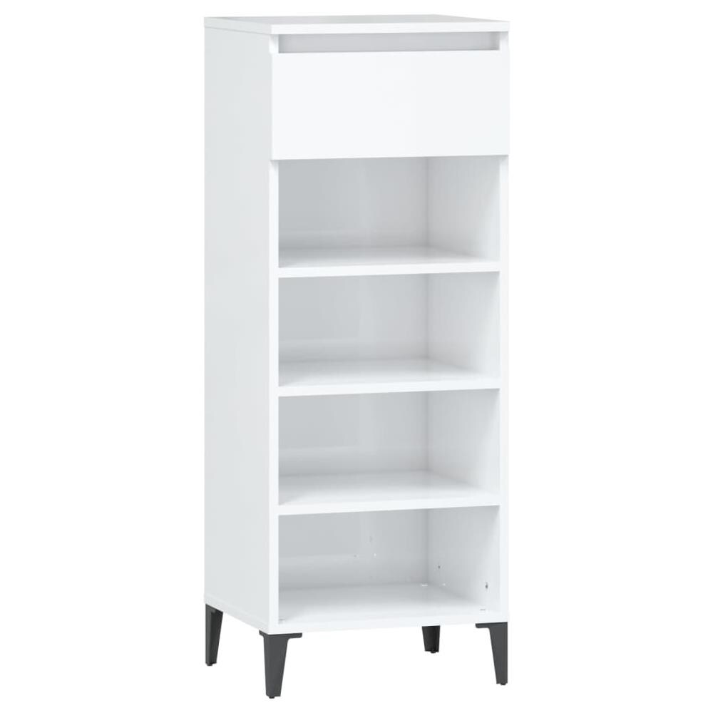 Scarpiera Bianco Lucido 40x36x105 Cm In Legno Multistrato - Foto 2