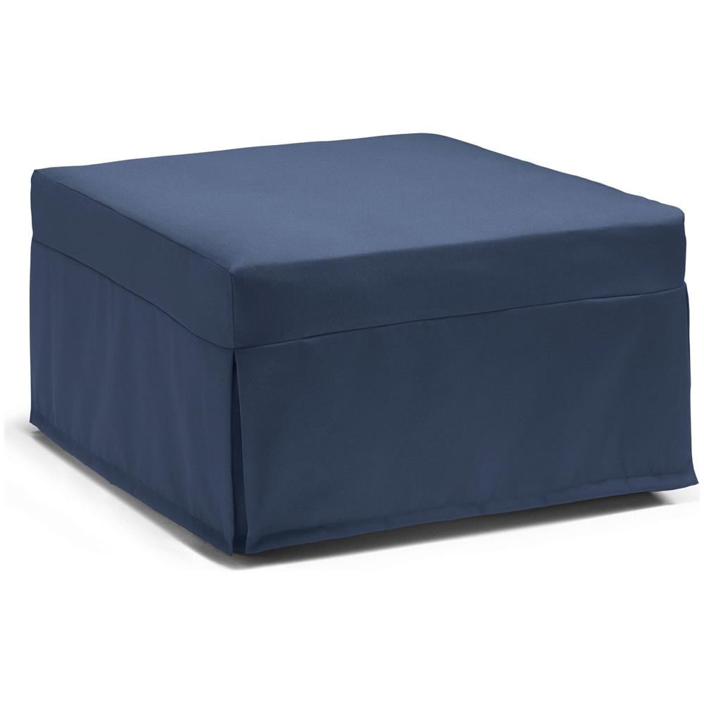 Letto Pieghevole Ancilla, Pouf Trasformabile In Letto Singolo, 100% Made In Italy, Pouf In Tessuto Da Soggiorno, Cm 80x80h45, Blu - Foto 1