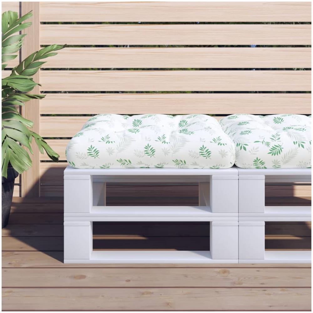 Cuscino Per Pallet Con Motivo A Foglie 60x60x12 Cm In Tessuto - Foto 1