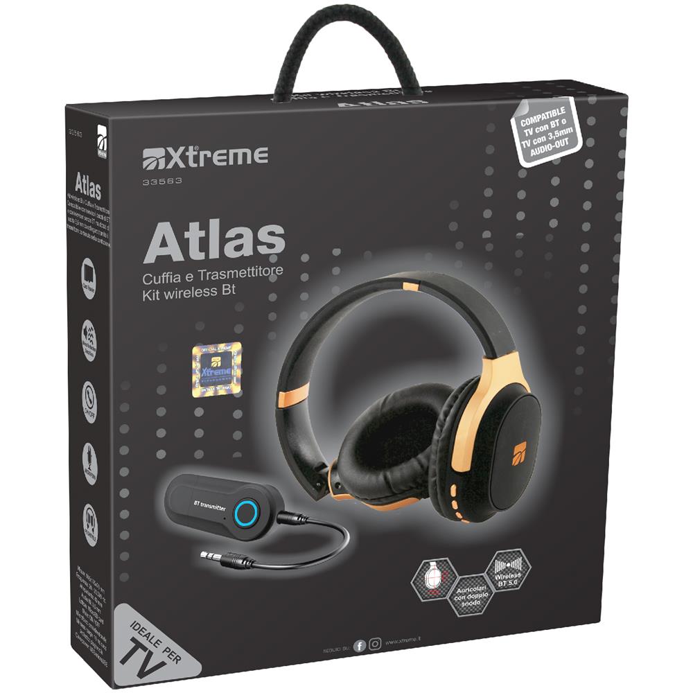 Cuffia TV e Trasmettitore Wireless BT Atlas Wireless Musica e Chiamate 20 - 20000 Hz Colore Nero /Oro - Foto 6