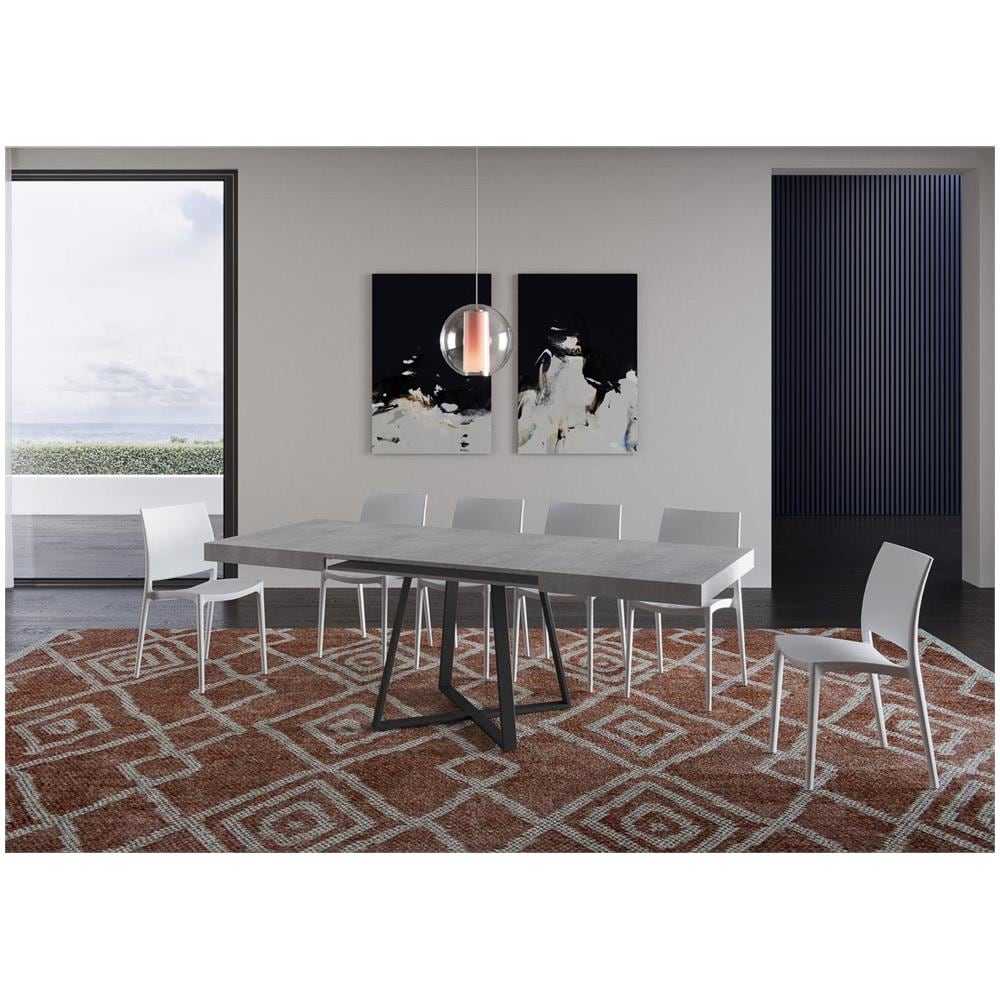 Tavolo allungabile 90x130/234 cm Abbraccio cemento gambe antracite - Foto 3