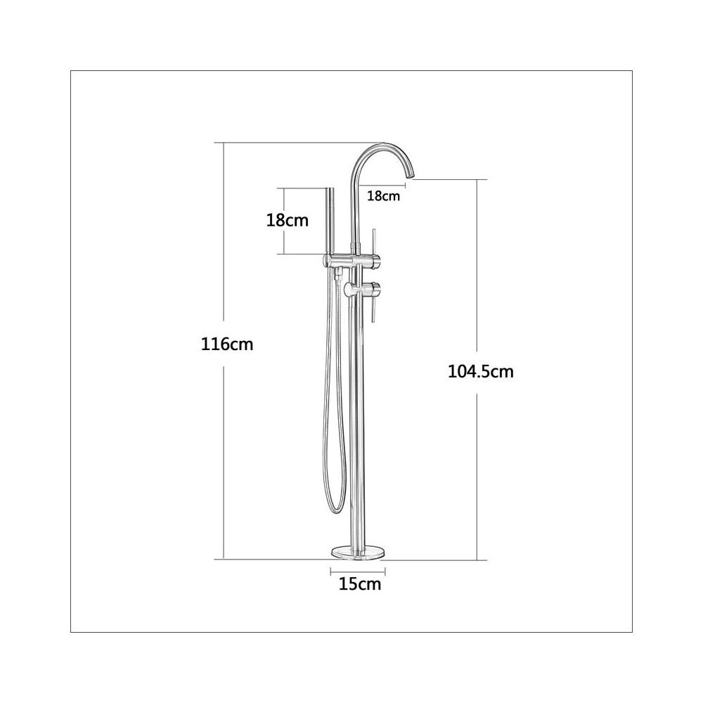 Rubinetto per vasca da bagno indipendente, Blackswan, Cascada tipo M60, modello oro lucido, misura 116 cm - Foto 2
