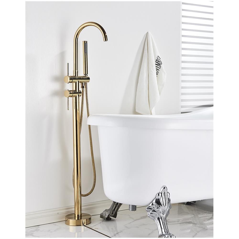 Rubinetto per vasca da bagno indipendente, Blackswan, Cascada tipo M60, modello oro lucido, misura 116 cm - Foto 4