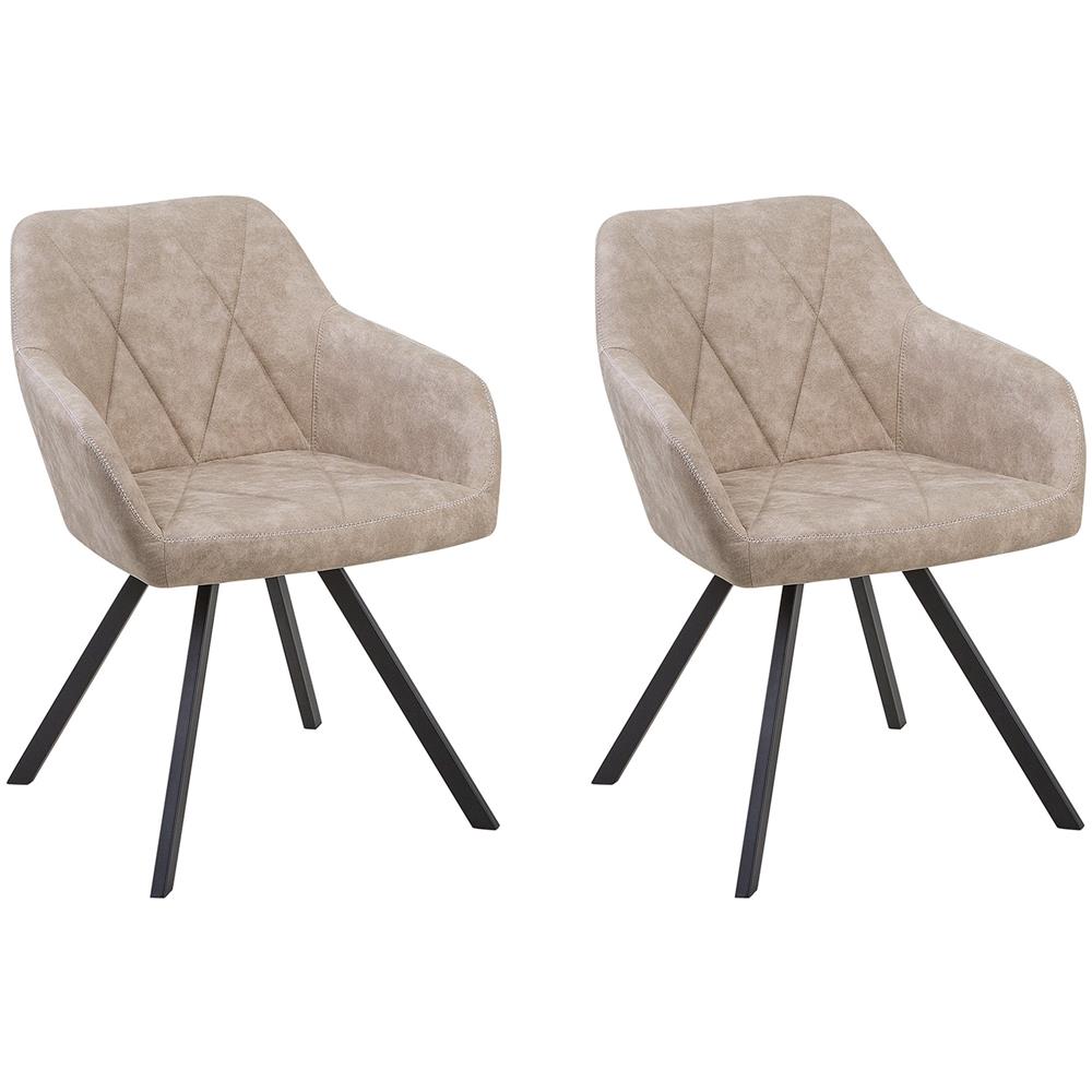 Coppia Di 2 Sedie In Tessuto Beige Monee - Foto 1