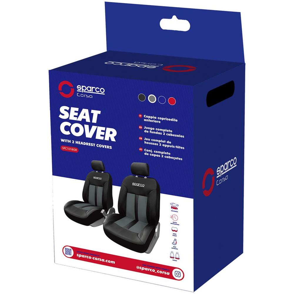 Coppia Coprisedili Poliestere Universali Anteriori Auto Nero /grigio - Foto 3