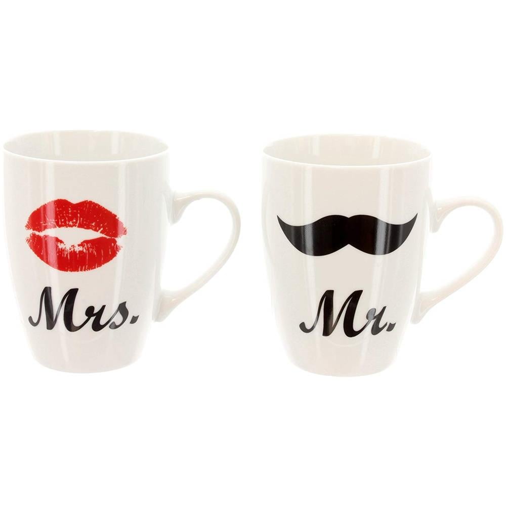 Out Of The Blue 78/8217 Porzellan-becher, Mr Und Mrs, 2-er Set In Geschenkpackung Mit Fenster, Circa 10 X 8 Cm - Foto 1