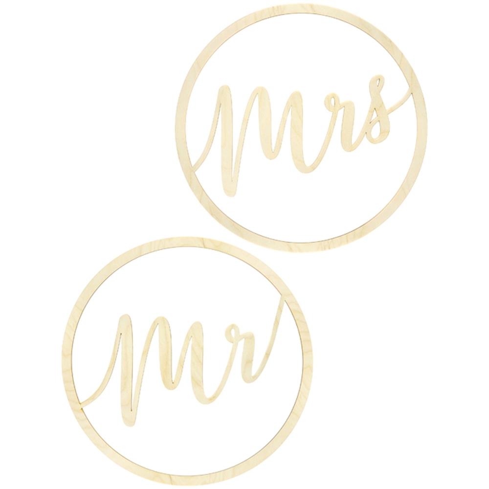 Partydeco - 2 Sospensioni In Legno Mr E Mrs - Foto 1