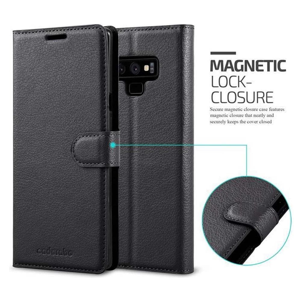 Custodia Compatibile Con Samsung Galaxy Note 9 In Nero Carbone - Coperchio Protettiva Con Chiusura Magnetica, Funzione Stand E Tasca Per Le Carte - Foto 2