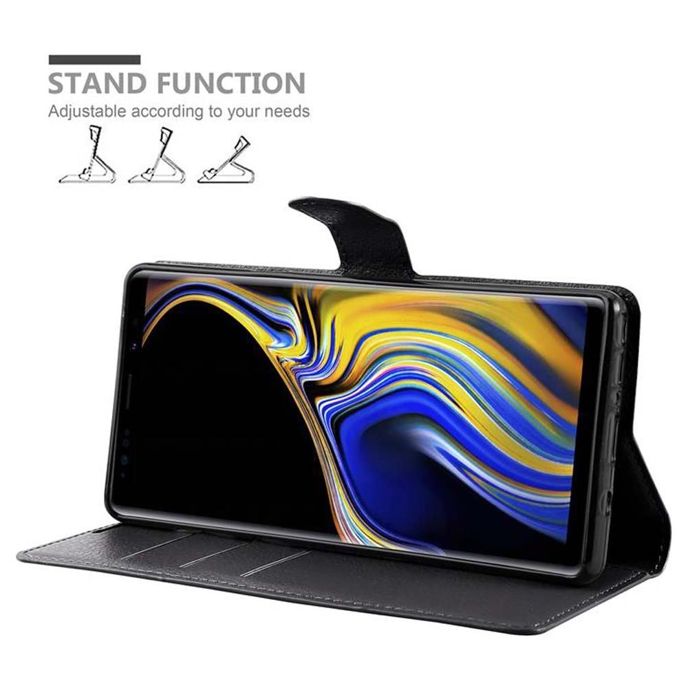 Custodia Compatibile Con Samsung Galaxy Note 9 In Nero Carbone - Coperchio Protettiva Con Chiusura Magnetica, Funzione Stand E Tasca Per Le Carte - Foto 5